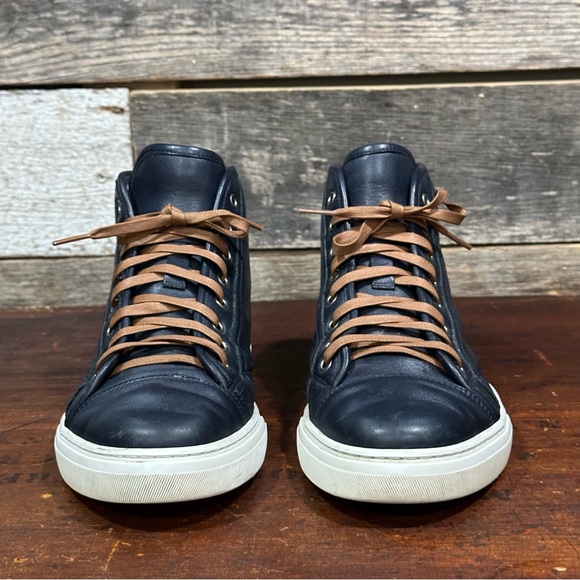 GUCCI Men’s Microsoft Blue Leather High-Top Sneakers White Laces US sz 8 - Picture 9 of 13